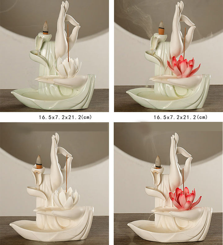 Buddha StonesTibetan Lotus Blessing Incense Burner Decoration - image 20