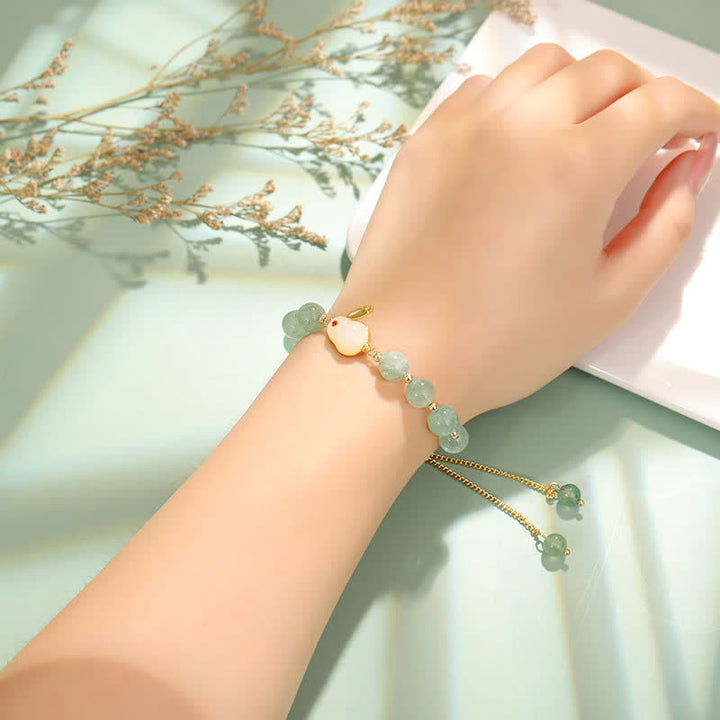 Buddha Stones Year of the Rabbit Natural Green Aventurine Luck Bead Bracelet - image 2