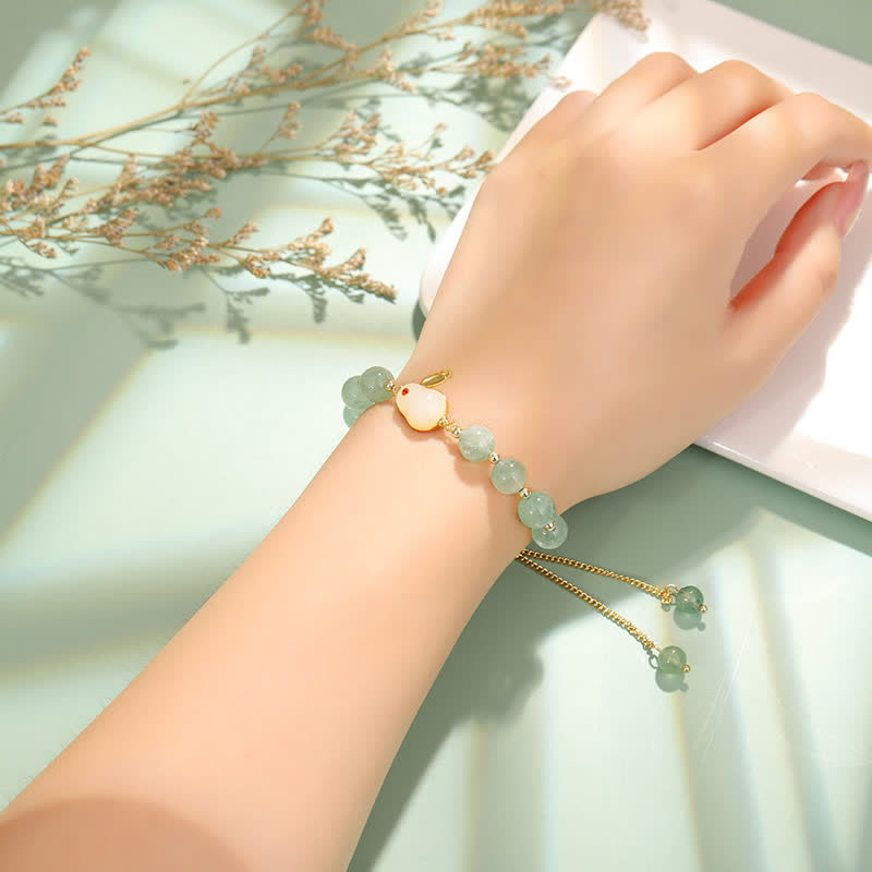 Buddha Stones Year of the Rabbit Natural Green Aventurine Luck Bead Bracelet - image 1