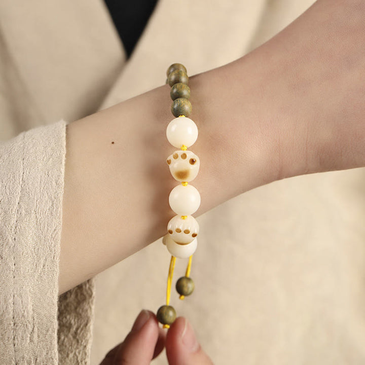 Buddha Stones Natural Green Sandalwood Bodhi Seed Cat Paw Claw Cure Bracelet - image 3