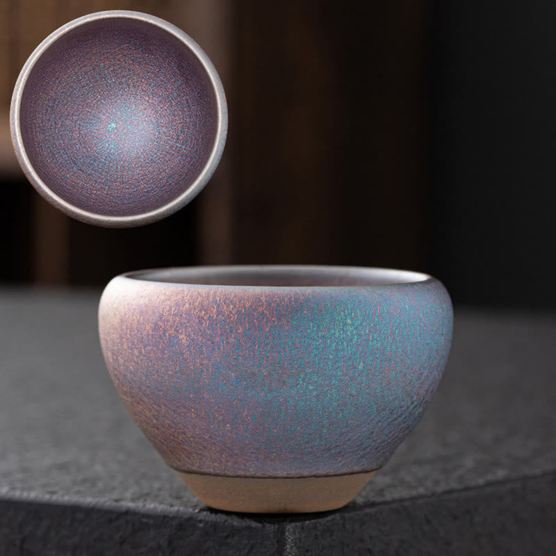 Buddha Stones Vintage Purple Rainbow Chinese Jianzhan Kiln Change Porcelain Teacup Kung Fu Tea Cup - image 1