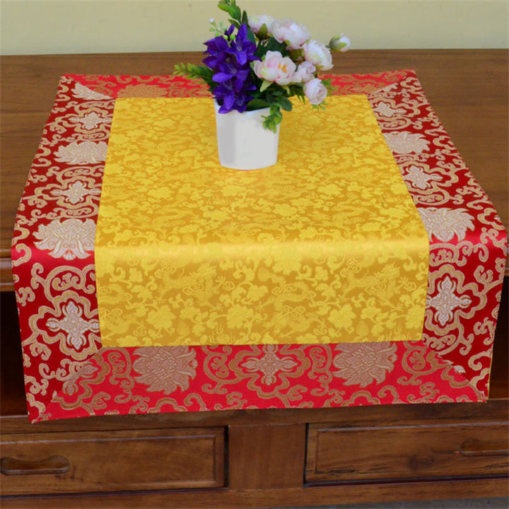 Brocade Prayer Altar Flower Vajra Dragon Pattern Auspicious Symbols Table Runner - image 4