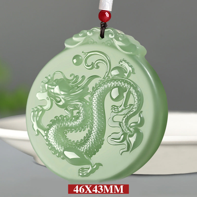 Buddha Stones Chinese Zodiac Dragon Jade Luck Necklace String Pendant - image 5