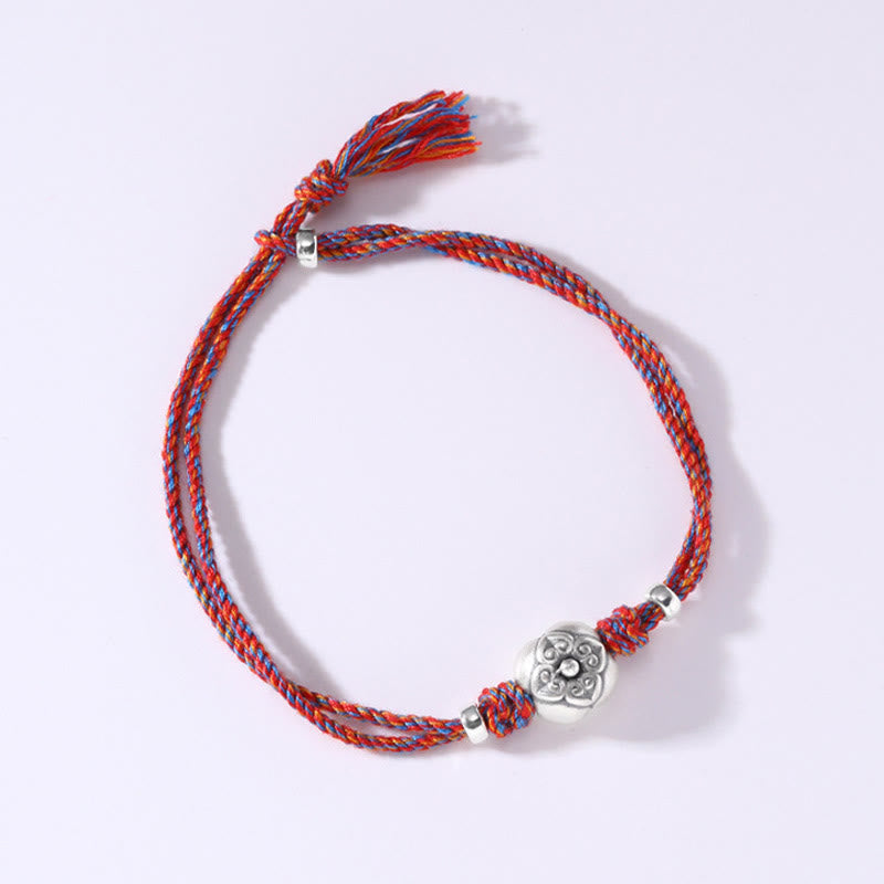 Buddha Stones 999 Sterling Silver Persimmon Luck Multicolored Braided Bracelet - image 22
