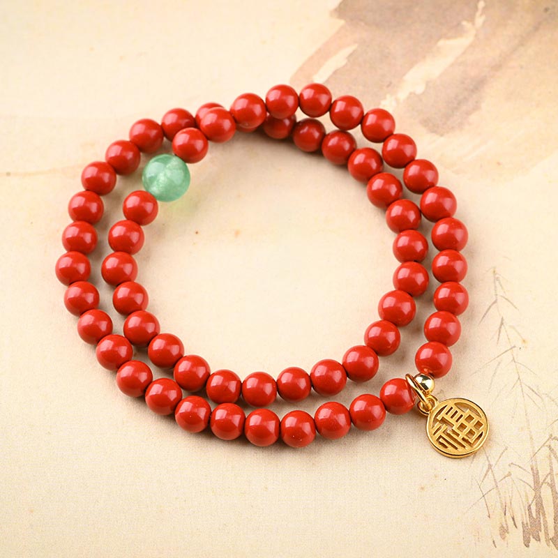 Buddha Stones Tibetan Cinnabar Green Aventurine Luck Bracelet Necklace - Necklace & Bracelet - image 3