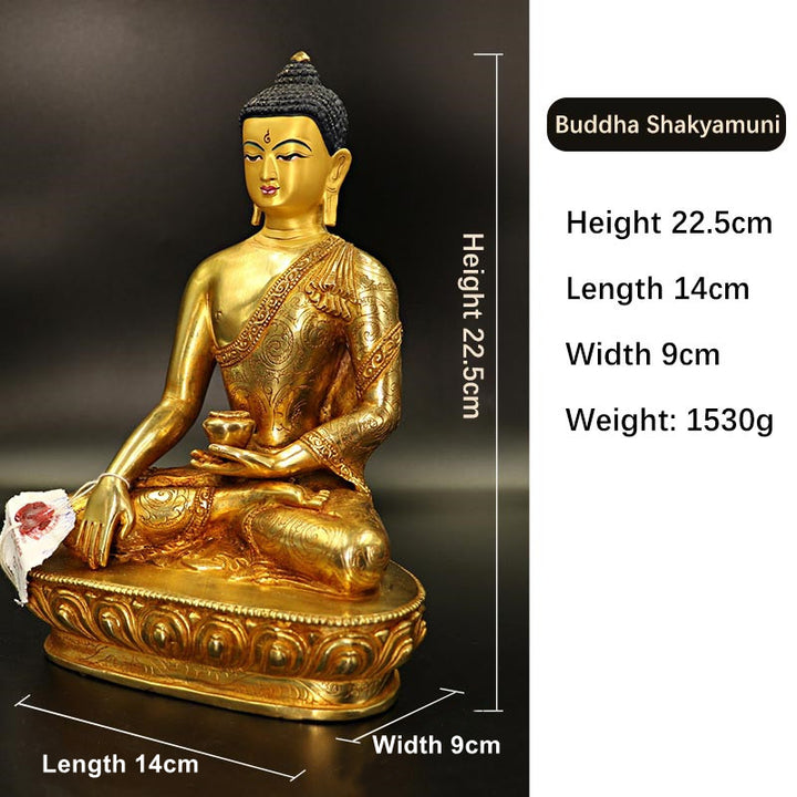 Buddha Shakyamuni Medicine Buddha Compassion Copper Gold Plated Statue Decoration - Buddha Shakyamuni - image 4