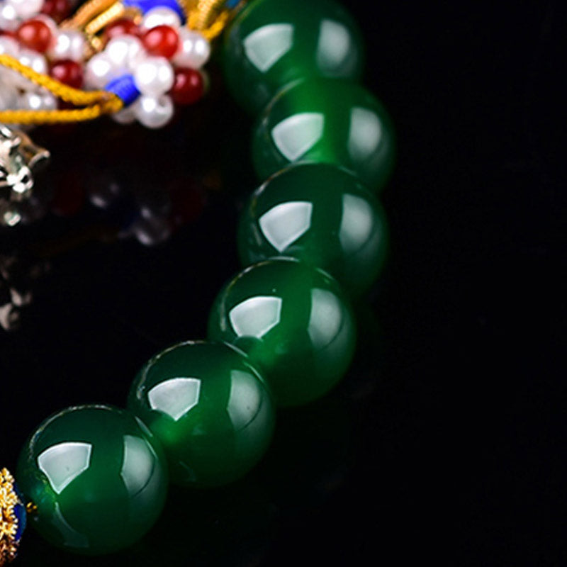 Buddha Stones Natural Green Agate Wrist Mala Success Charm Pocket Mala Car Decoration - image 8