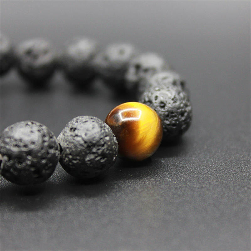 Buddha Stones Lava Rock Tiger Eye Stone Peace Healing Bracelet - image 9