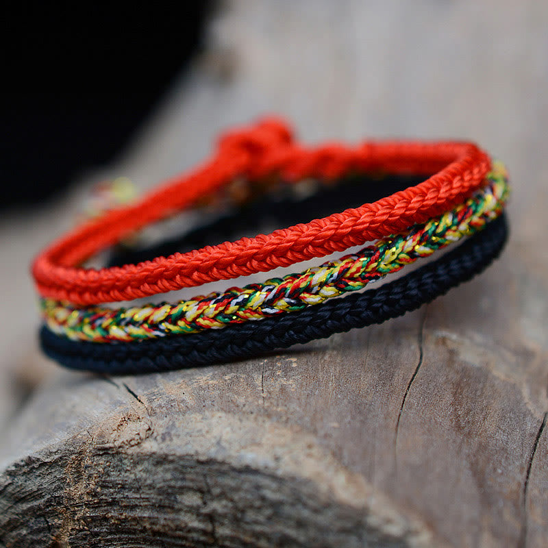 Buddha Stones Tibetan Handmade Eight Thread Peace Knot Protection Braided String Bracelet - image 1