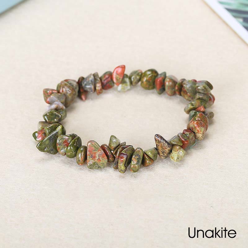 Natural Irregular Shape Crystal Stone Warmth Soothing Bracelet - Unakite - image 66
