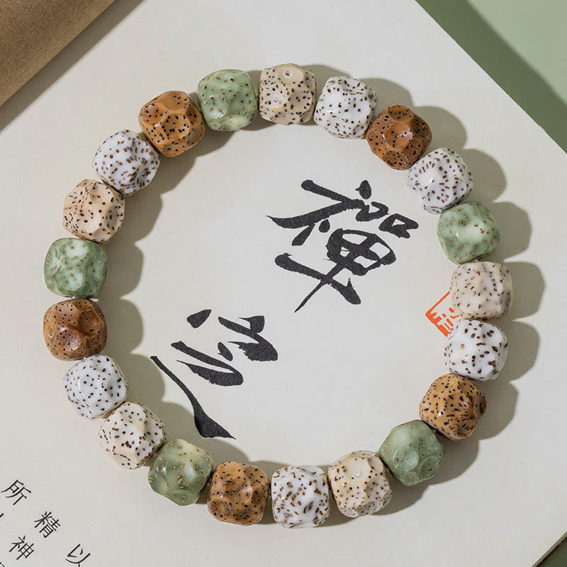 Buddha Stones Natural Colorful Bodhi Seed Auspiciousness Wealth Bracelet - image 2