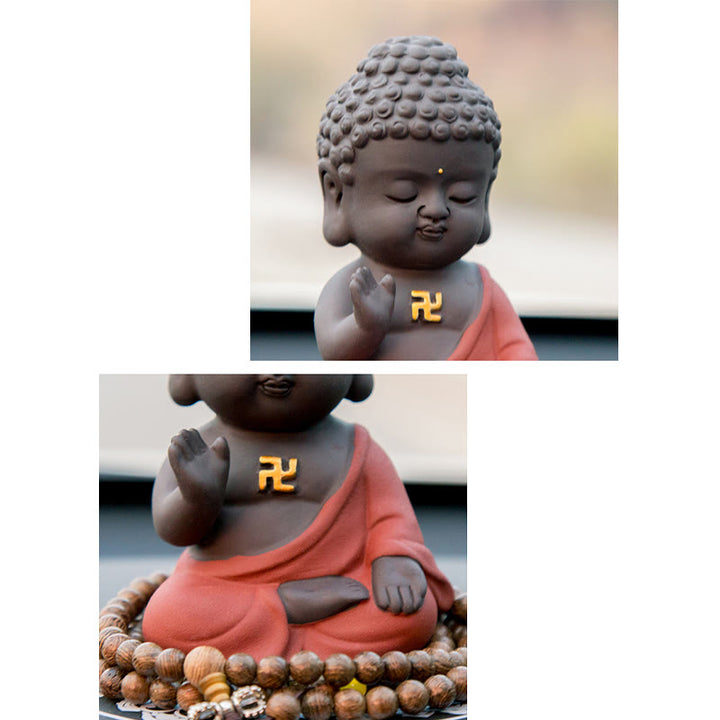 Buddha Stones Small Buddha Serenity Purple Clay Home Desk Decoration - image 14