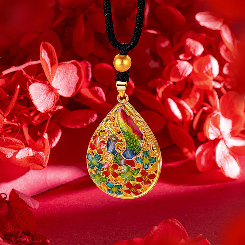 Buddha Stones Colorful Phoenix Flower Luck Strength Necklace Pendant - image 4