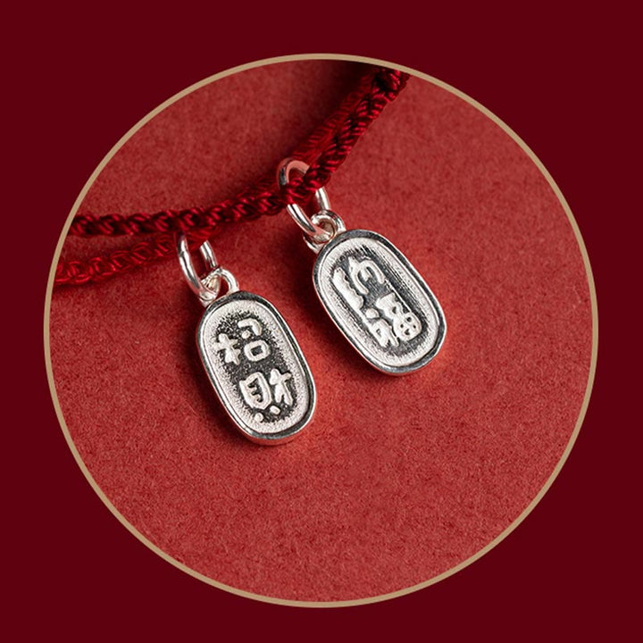 Buddha Stones 925 Sterling Silver Lucky Fortune Peace Joy Lotus Peace Buckle Red String Bracelet - image 5