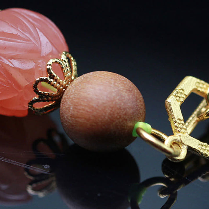 Buddha Stones Natural Hetian Jade Amber Lotus Red Agate Luck Abundance Bracelet - image 5