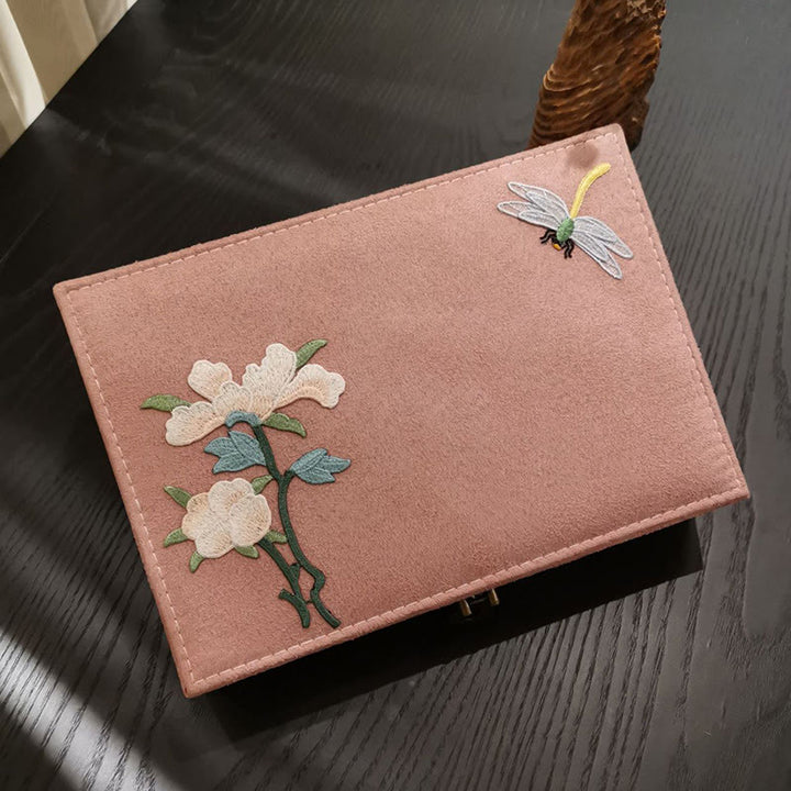 Buddha Stones Flowers Dragonfly Jewelry Box Organizer Single Layer Jewelry Storage Box Flannel Box - image 15