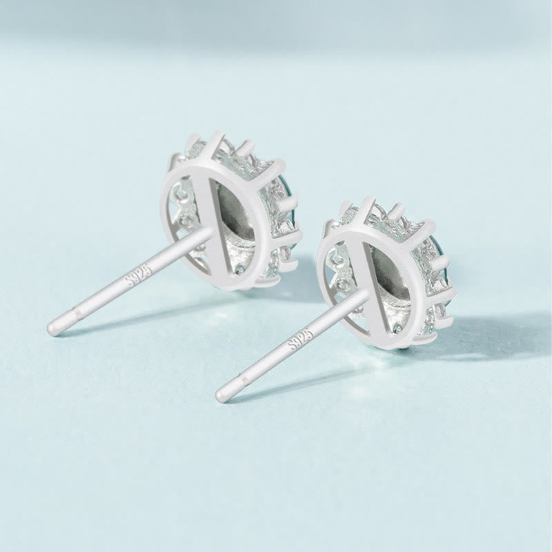 Buddha Stones 925 Sterling Silver Round Jade Luck Abundance Stud Earrings - image 3
