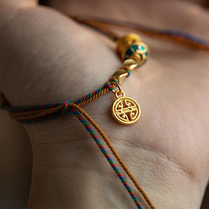 Buddha Stones Tibetan Handmade Om Mani Padme Hum Prayer Wheel Protection Strength String Bracelet - image 6