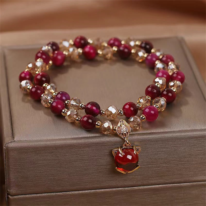 Buddha Stones Red Tiger Eye Fox Protection Double Wrap Bracelet - Red Tiger Eye(Protection♥Balance) - image 0