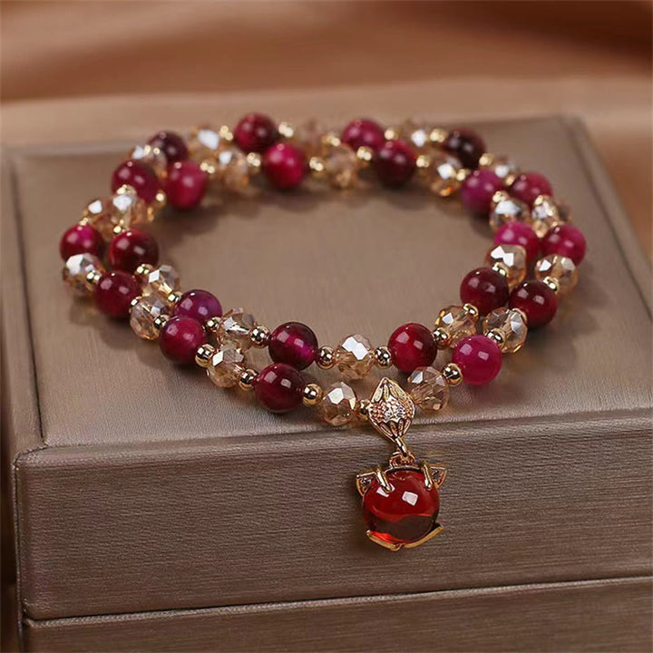 Buddha Stones Red Tiger Eye Fox Protection Double Wrap Bracelet - Red Tiger Eye(Protection♥Balance) - image 0