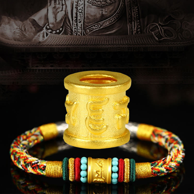Buddha Stones Tibet 999 Gold Om Mani Padme Hum Handmade Eight Thread Peace Knot Luck Bracelet - image 13