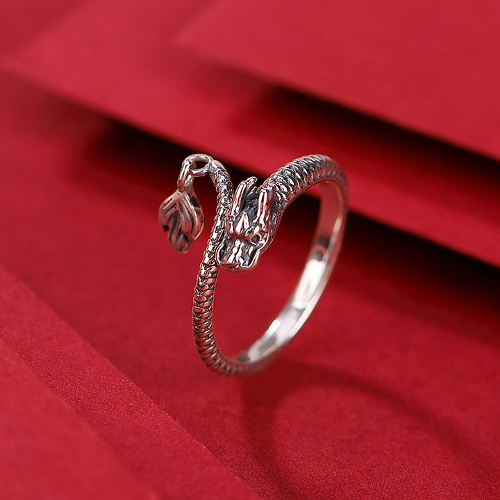 Buddha Stones 925 Sterling Silver Vintage Year of the Dragon Luck Protection Strength Adjustable Ring - image 18