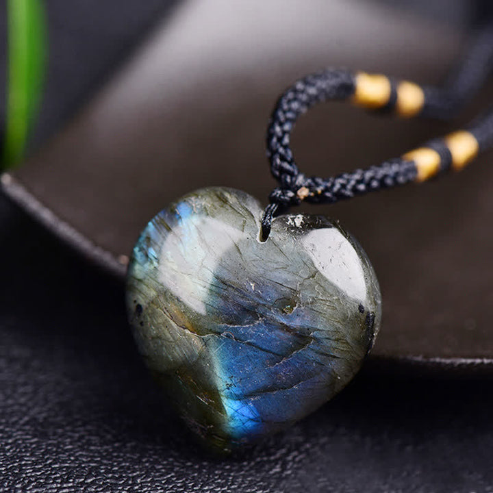 Buddha Stones Labradorite Love Heart Support Necklace Pendant - image 2