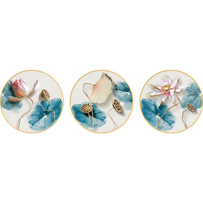 3Pcs Lotus Flower Meditation Enlightenment Wall Art Stickers - 3Pcs Lotus Wall Art - image 0