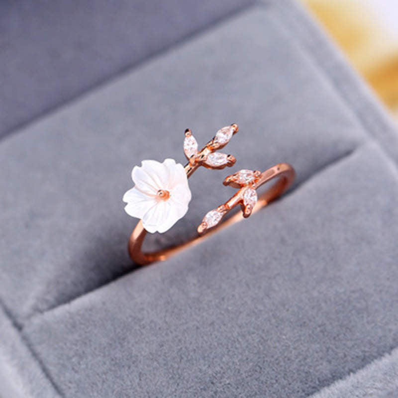 Buddha Stones Plum Blossom Leaf Pattern Copper Luck Ring - image 3