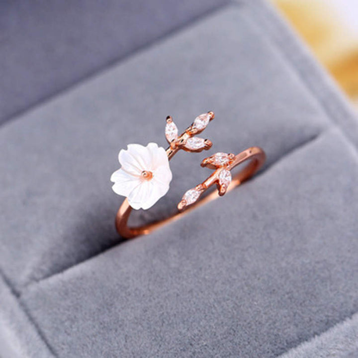 Buddha Stones Plum Blossom Leaf Pattern Copper Luck Ring - image 3