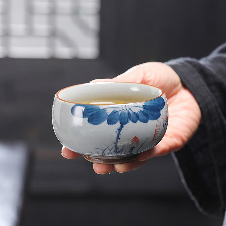 Buddha Stones Lotus Flower Leaf Bamboo Ceramic Teacup Kung Fu Tea Cups - image 6