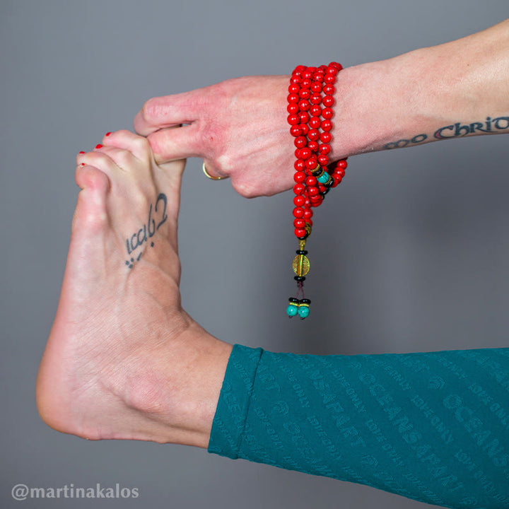Buddha Stones Tibetan Mala Red Turquoise Lucky Necklace Bracelet - image 5