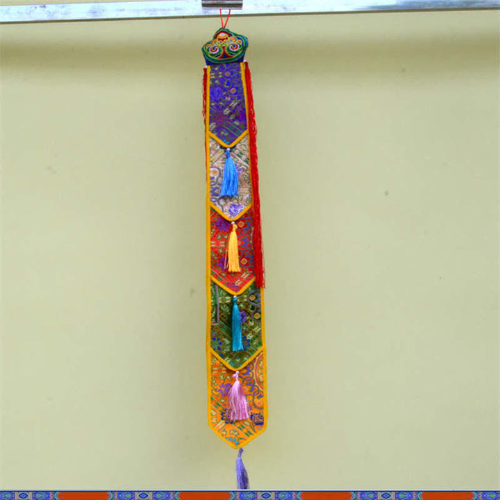 Lotus Flower Eight Auspicious Symbols Meditation Enlightenment Colorful Tassels Wall Art - Lotus Flower (48*6-7cm) - image 16