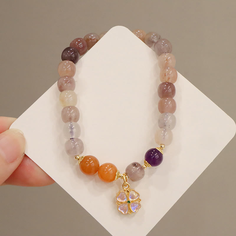 Buddha Stones Natural Purple Golden Silk Jade Violet Flower Bead Charm Wealth Bracelet - image 4