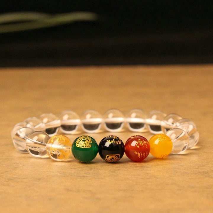 Buddha Stones Five Elements God of Wealth Various Agate Crystal Wealth Bracelet - White Crystal(Protection♥Healing) - image 2