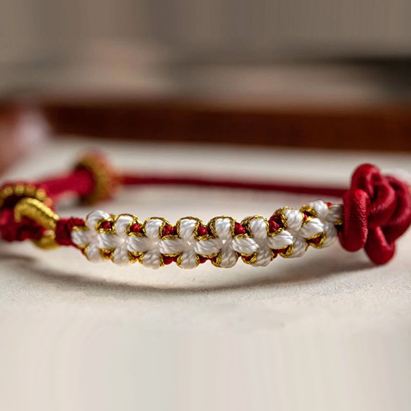 Buddha Stones Handmade True Love Knot Peach Blossom Charm Luck Rope Bracelet - image 6