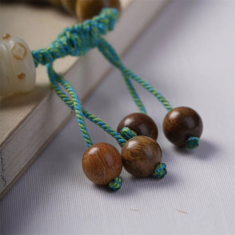 Buddha Stones Green Sandalwood Bodhi Seed Lucky Cat Positive Bracelet - image 4