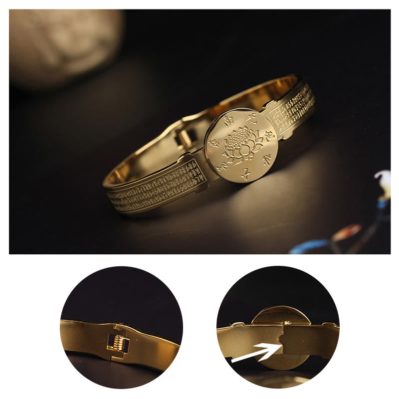 Buddha Stones Yin Yang Lotus Om Mani Padme Hum Mantra Titanium Steel Harmony Bracelet Bangle - image 13