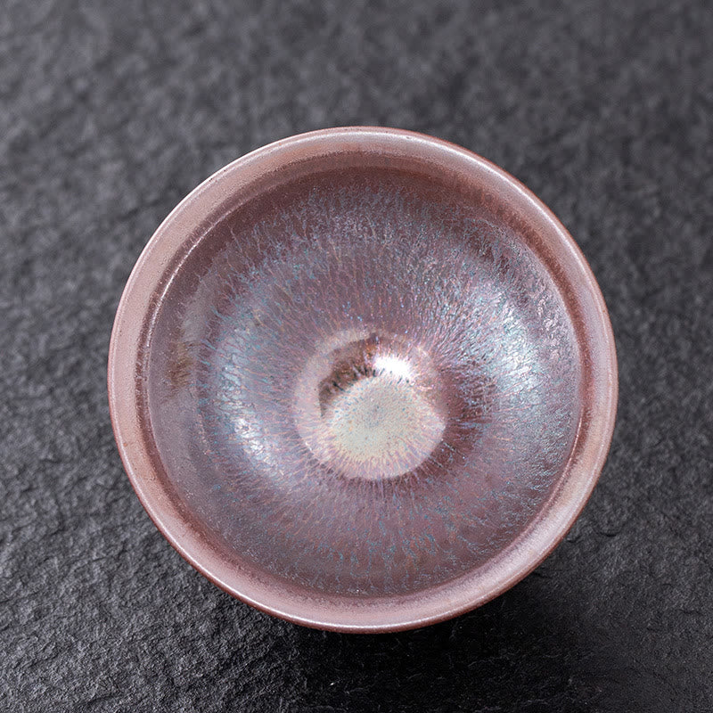 Buddha Stones Chinese Pink Gold Jianzhan Porcelain Teacup Kung Fu Tea Cup - 8.7cm*5.2cm*135ml - image 0
