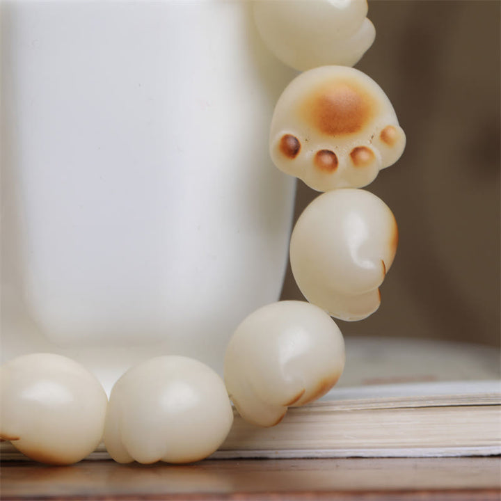 Buddha Stones Cute Cat Paw Claw Bodhi Seed Peace Bracelet - image 4