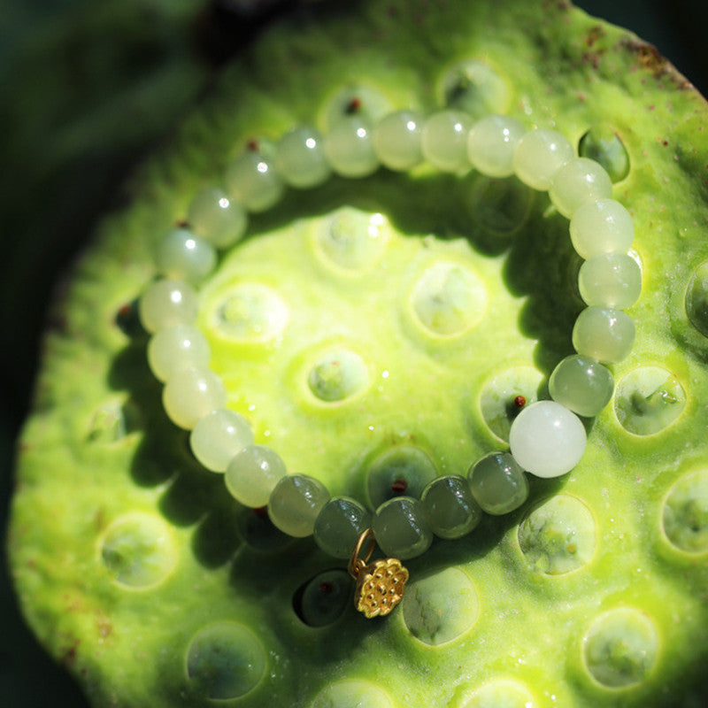 Buddha Stones Jade Lotus Abundance Adjustable Bracelet - image 8