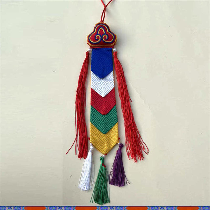 Lotus Flower Eight Auspicious Symbols Meditation Enlightenment Colorful Tassels Wall Art - Colorful (28cm*4-5cm) - image 3