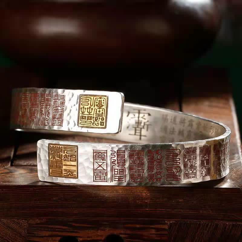 Buddha Stones Letters Copper Balance Healing Cuff Bracelet Bangle - Copper - image 0