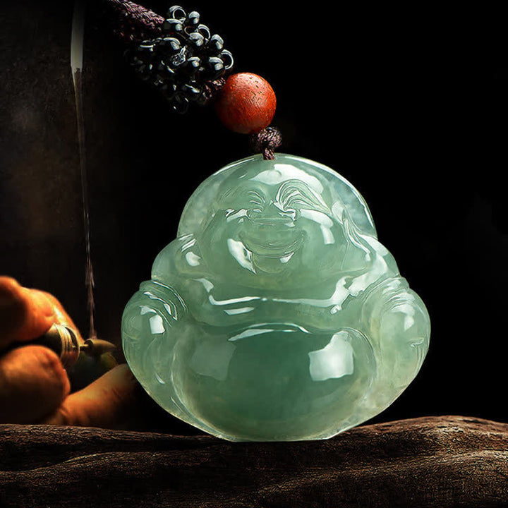 Buddha Stones Laughing Buddha Jade Abundance String Necklace Pendant - image 4