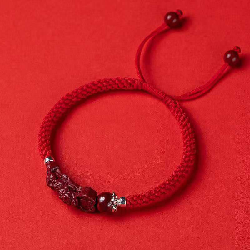 Buddha Stones Handcrafted PiXiu Cinnabar Wealth Luck Braided Bracelet - Red Adjustable Rope - 17cm - image 23