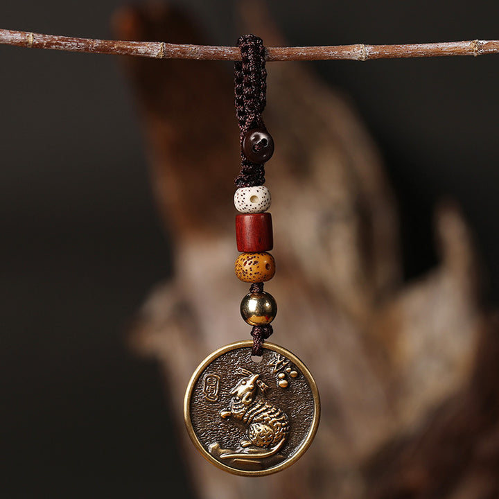 Chinese Zodiac Copper Luck Keychain Decoration - Rat - image 2