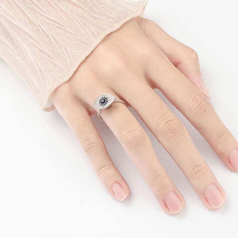 925 Sterling Silver Evil Eye Protection Blessing Rotatable Ring - image 4