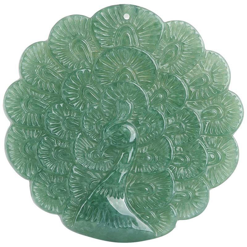 Natural Jade Peacock Luck Prosperity Necklace Pendant - image 10