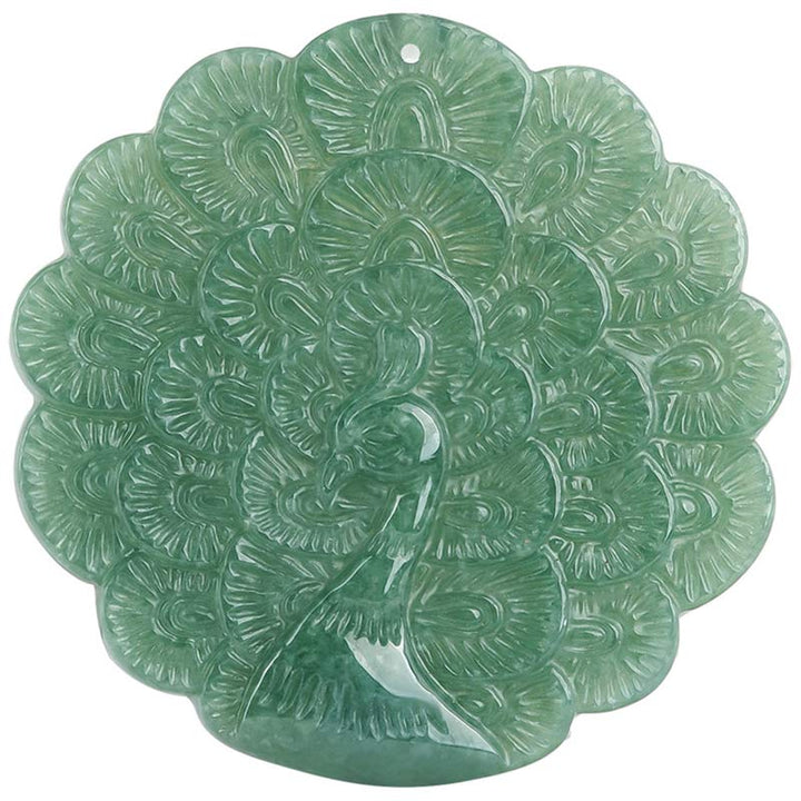 Natural Jade Peacock Luck Prosperity Necklace Pendant - image 10