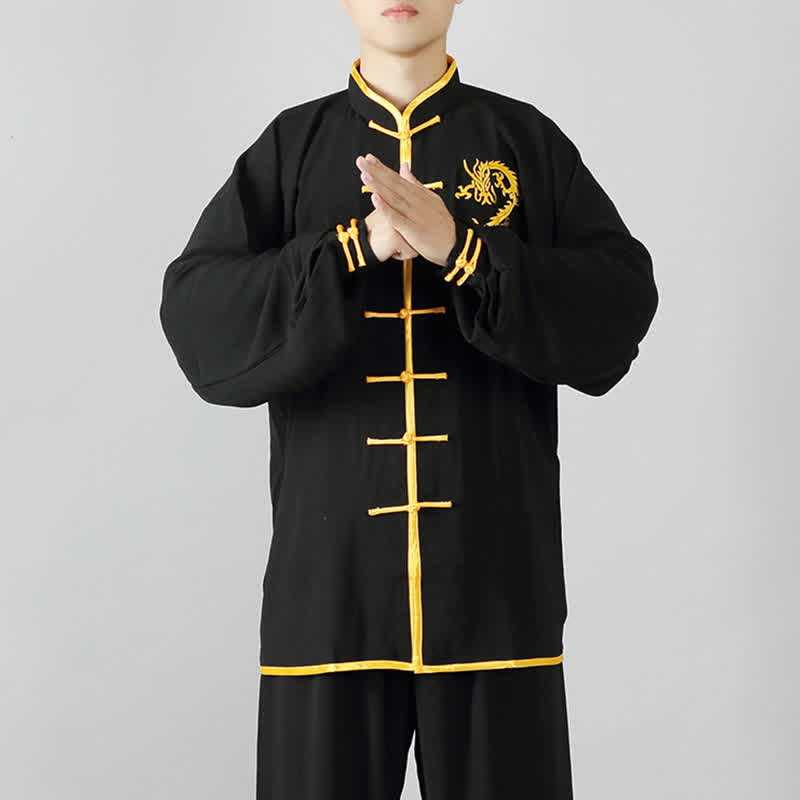 Buddha Stones Dragon Embroidered Qi Gong Zen Spiritual Practice Meditation Prayer Uniform Unisex Clothing Set - image 7